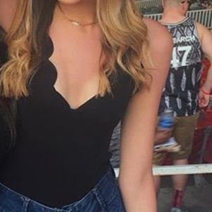 BOOHOO black scallop-detailing bodysuit